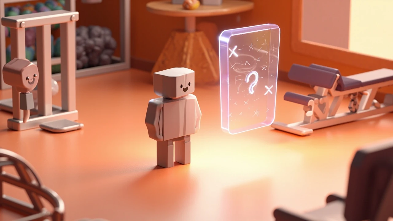 Roblox character redeeming untitled gym game codes in a virtual gym lobby
